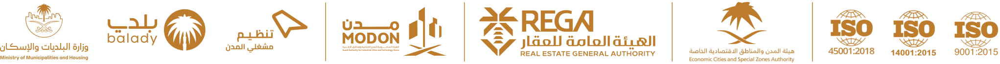 Ministry of Municipal and Housing, Balady, Urban Operators Regulation, MODON, REGA, Economic Cities and Special Zones Authority, ISO 14001, ISO 9001, ISO 45001